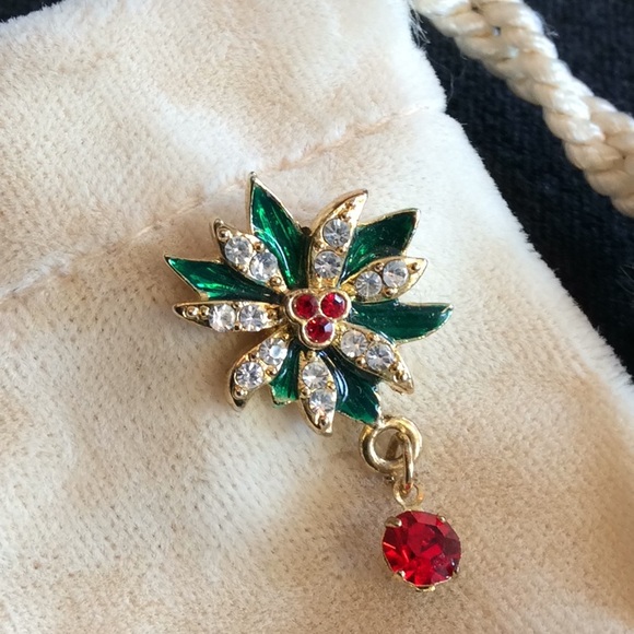 Nordstrom Enamel/Austrian Crystal Floral Brooch - Picture 1 of 3
